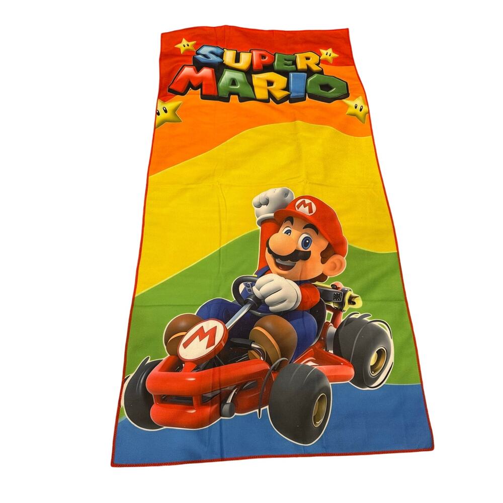 Mario Bros go kart colorful beach towel